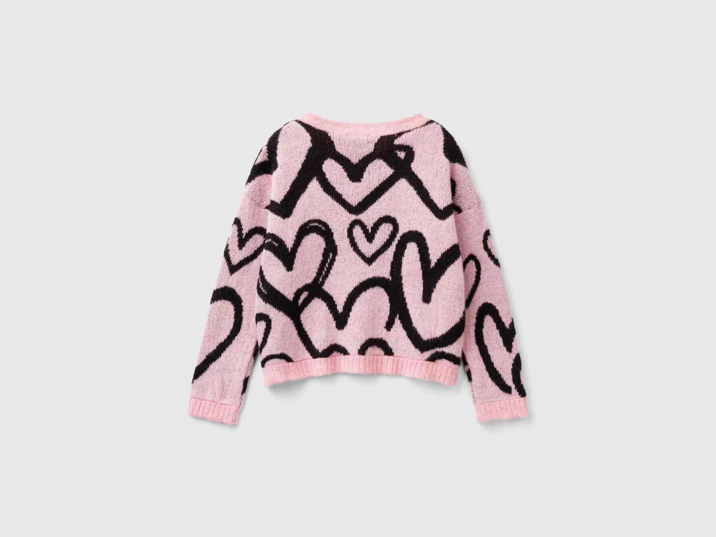 United Colors of Benetton Sweater with jacquard heart motif