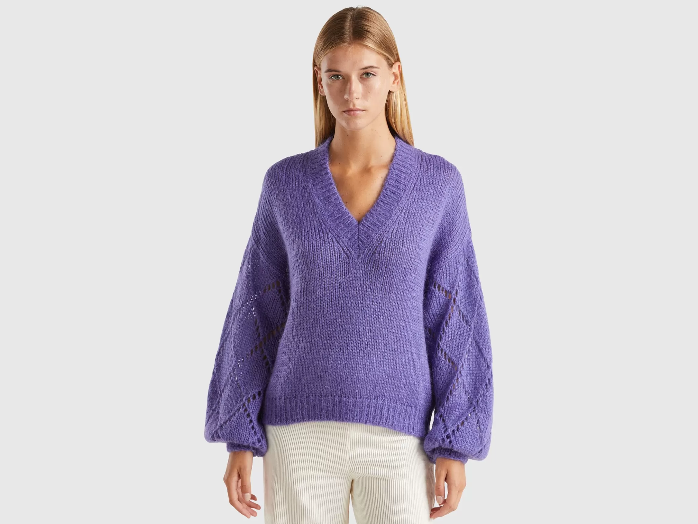 United Colors of Benetton Sweater with perforated sleeve