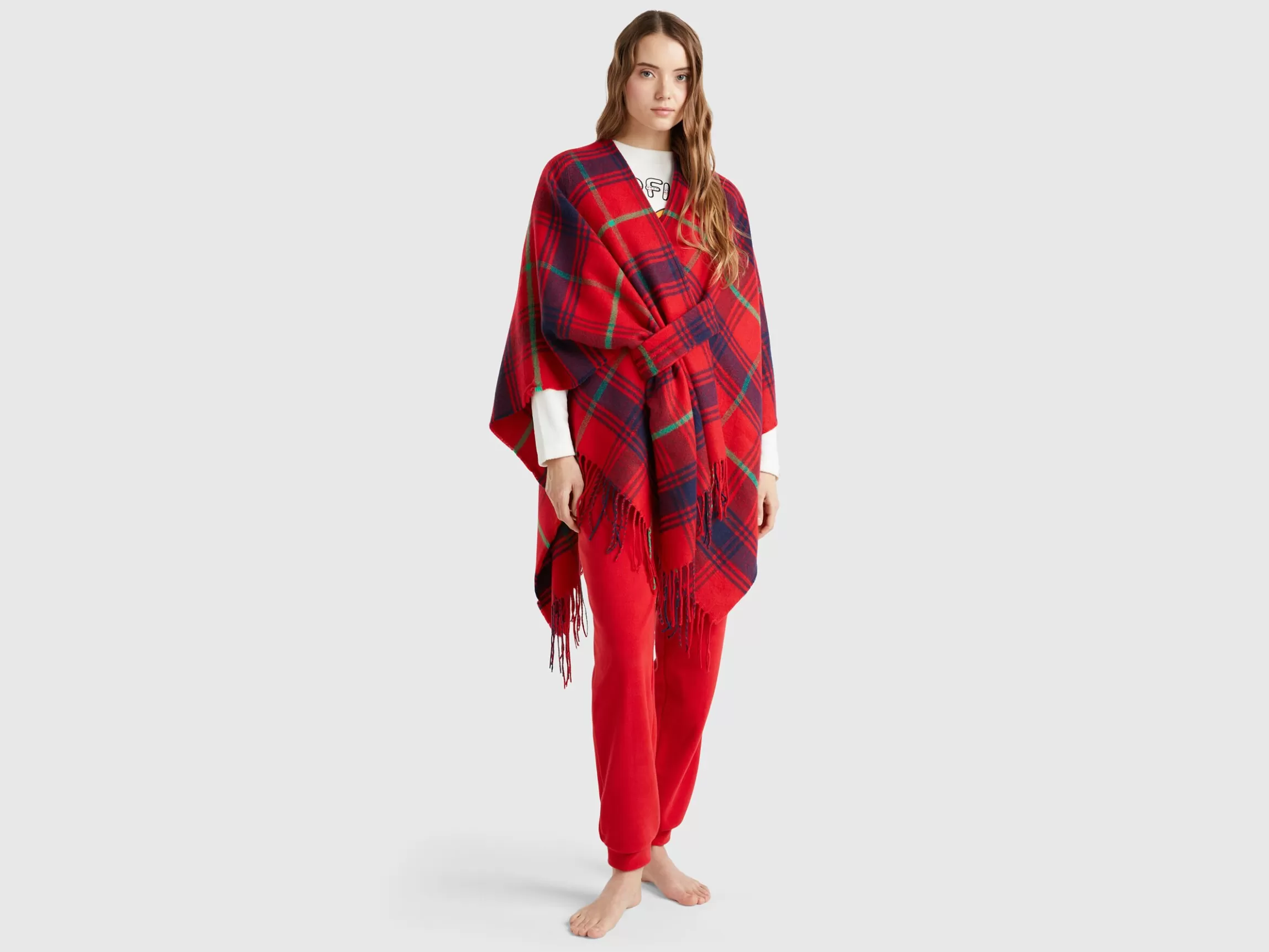 United Colors of Benetton Tartan jacquard cape