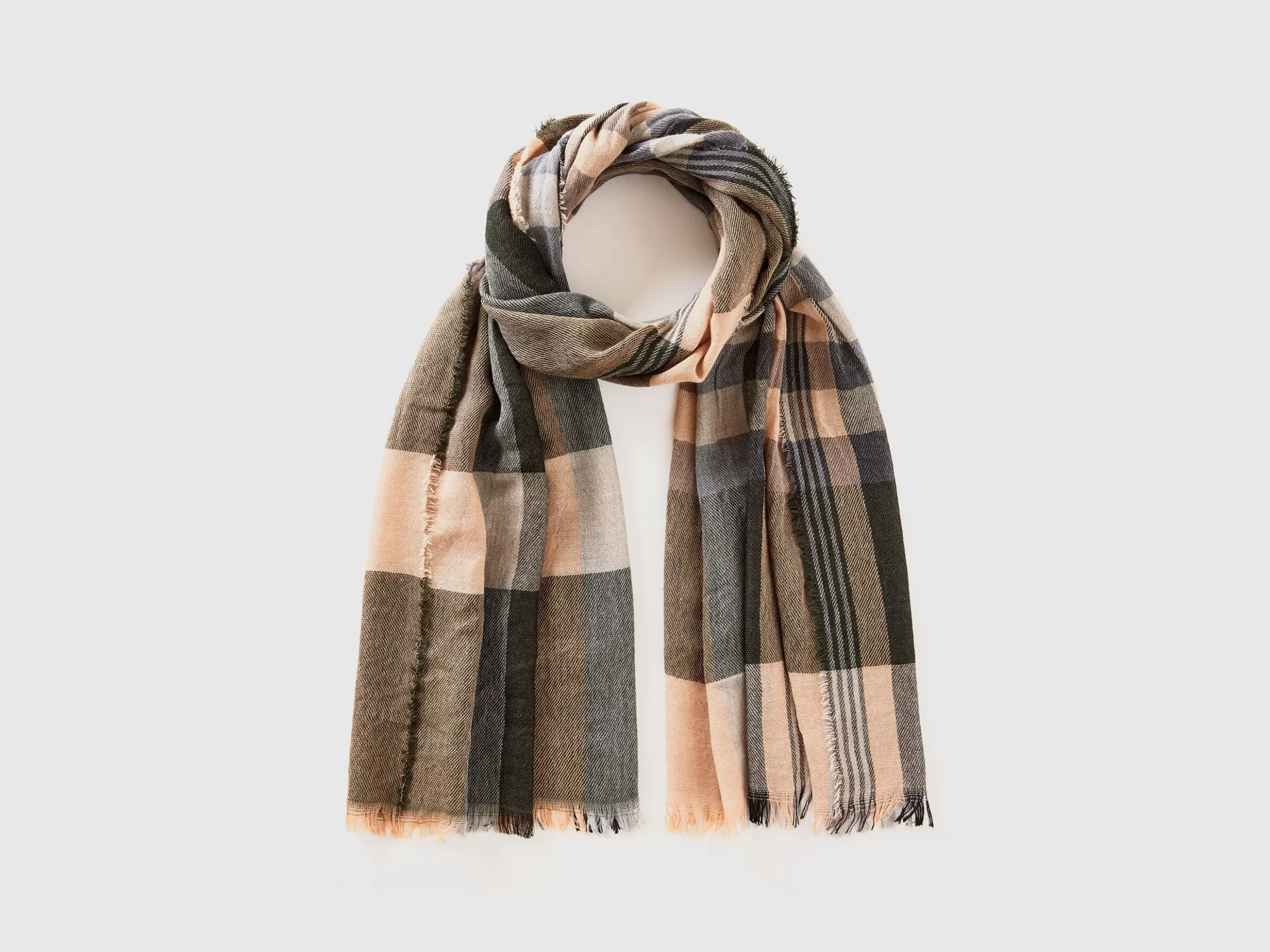 United Colors of Benetton Tartan scarf in wool blend