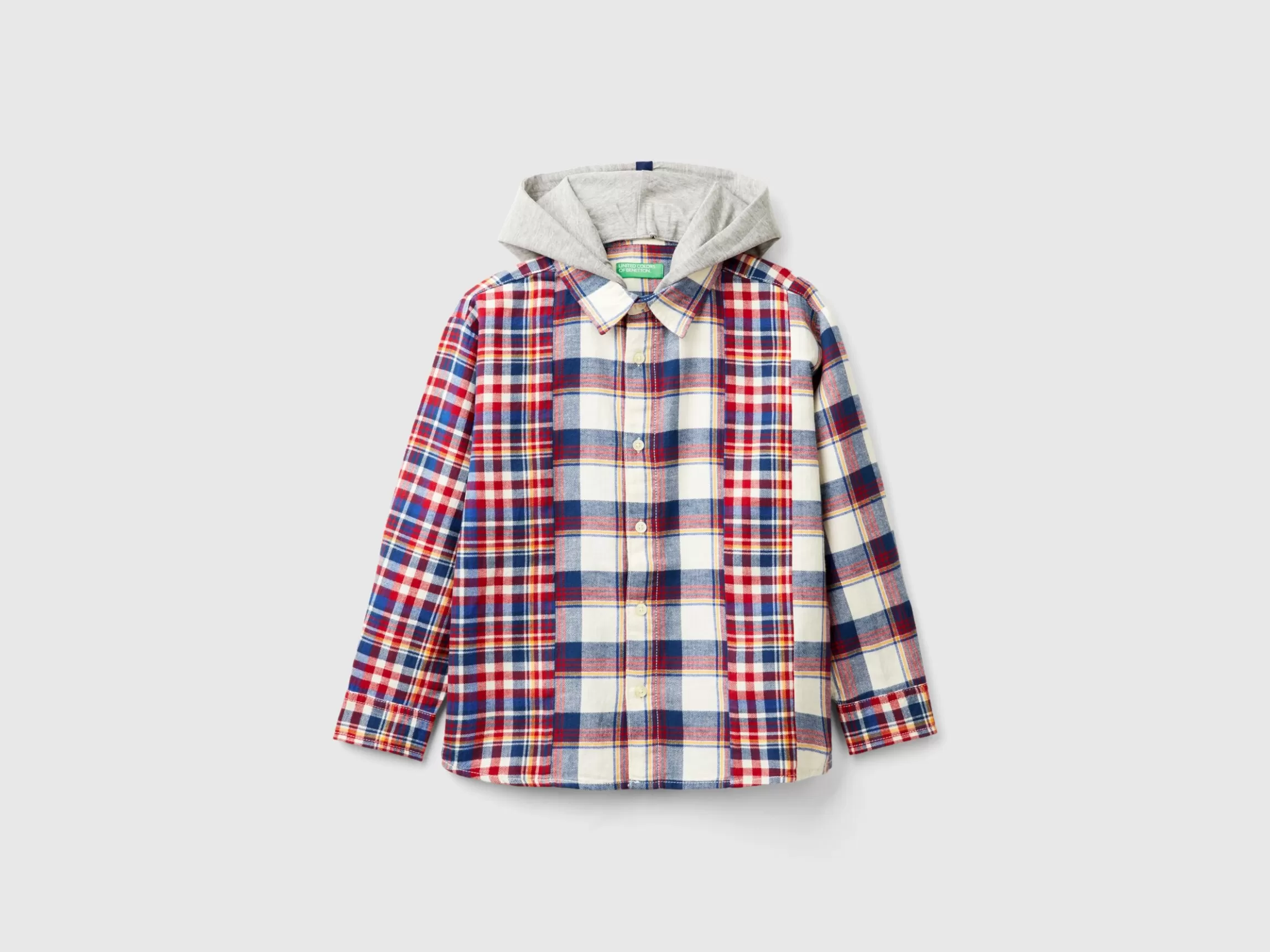 United Colors of Benetton Tartan shirt with hood