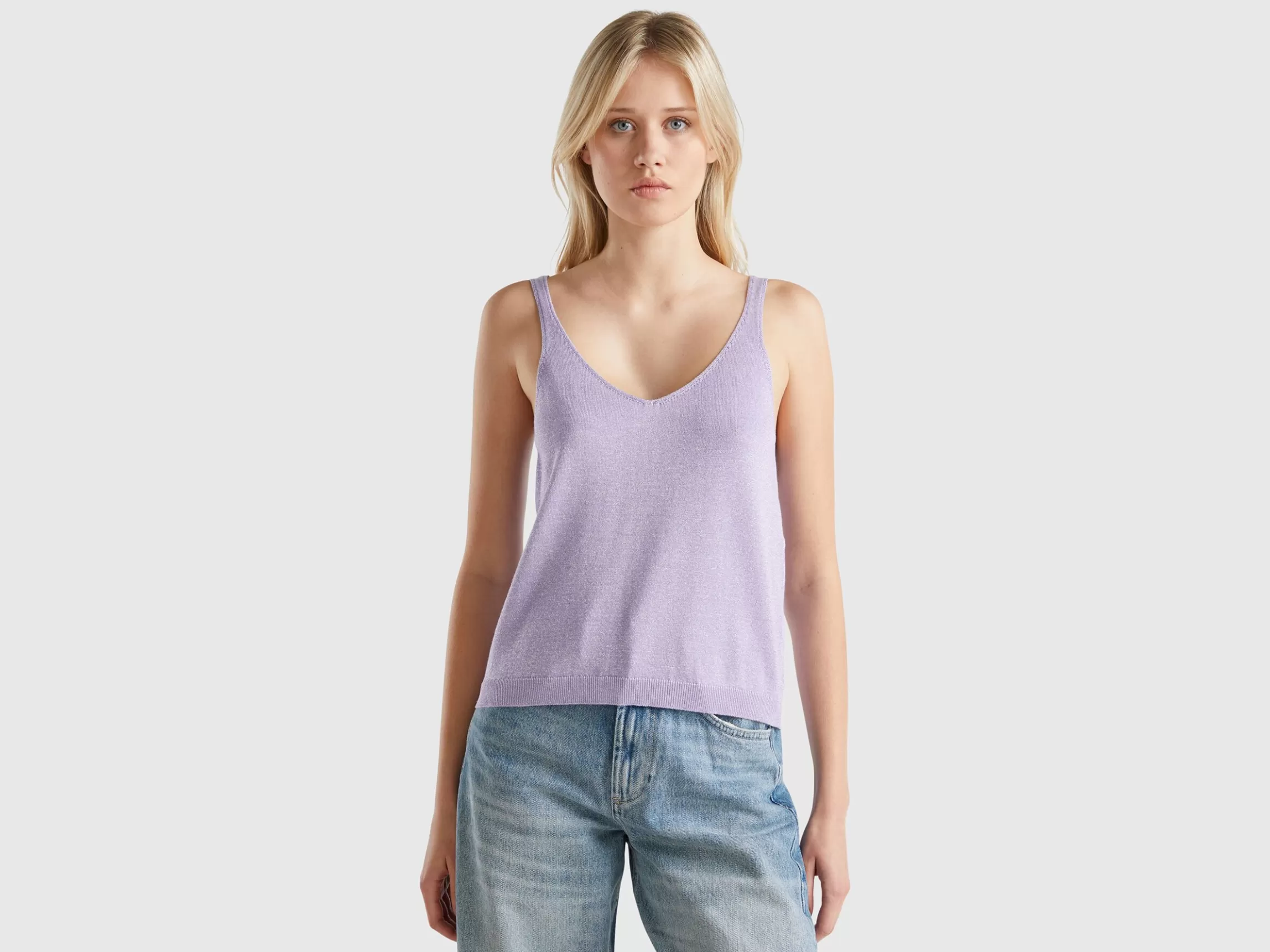 United Colors of Benetton Top with V-neck and lurex