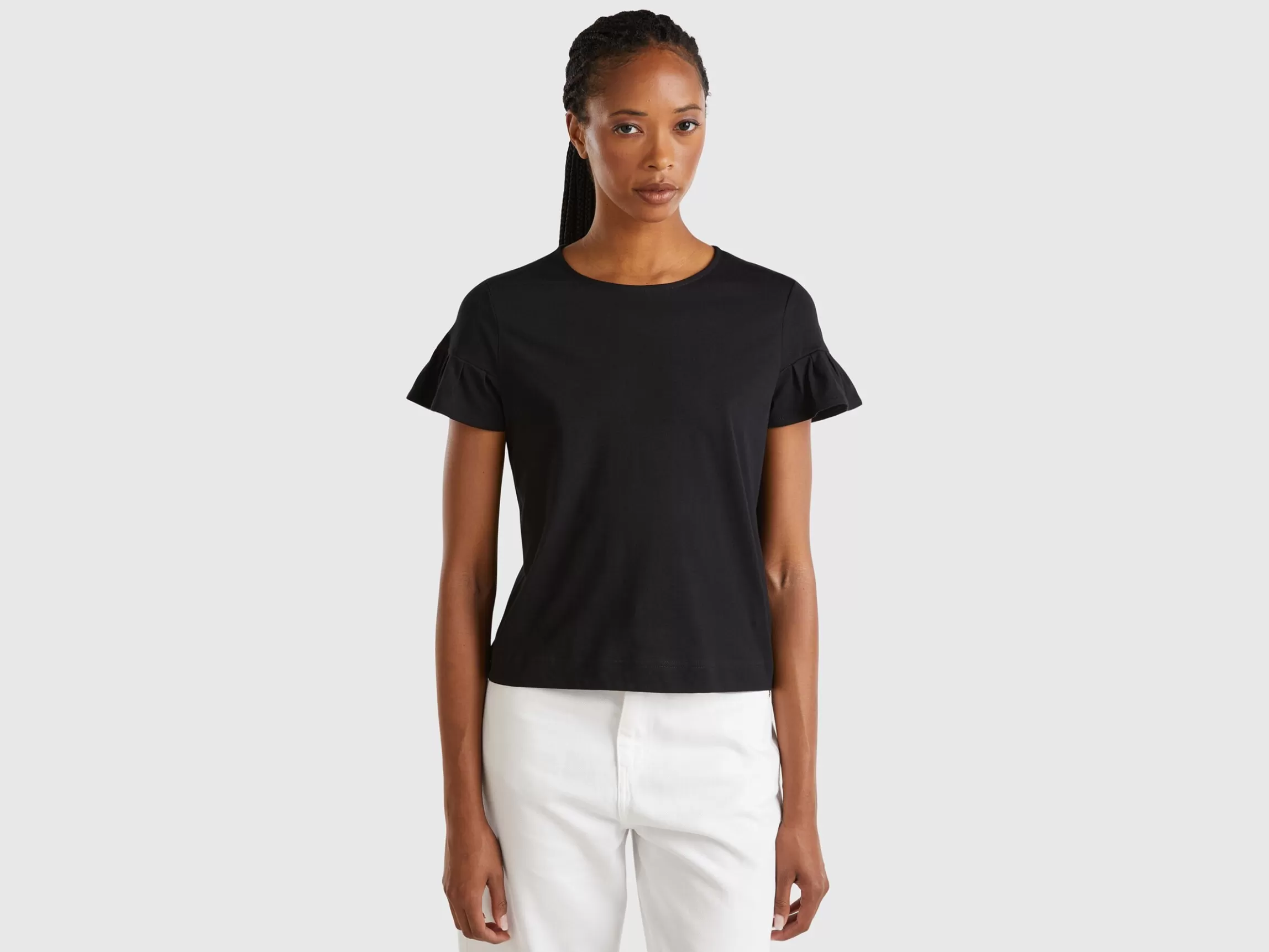 United Colors of Benetton T-shirt with ruffled sleeves