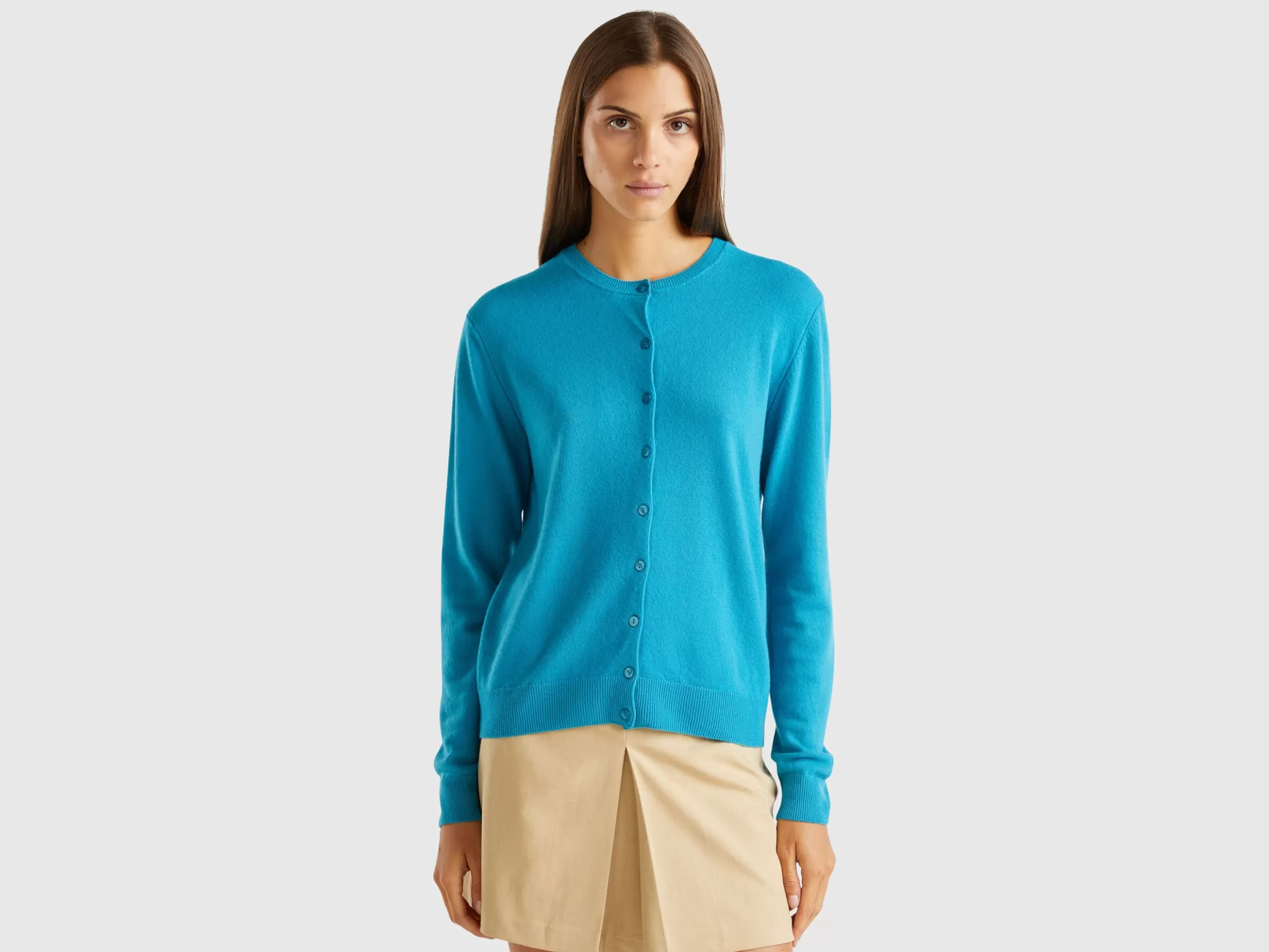 United Colors of Benetton crew neck cardigan in pure Merino wool