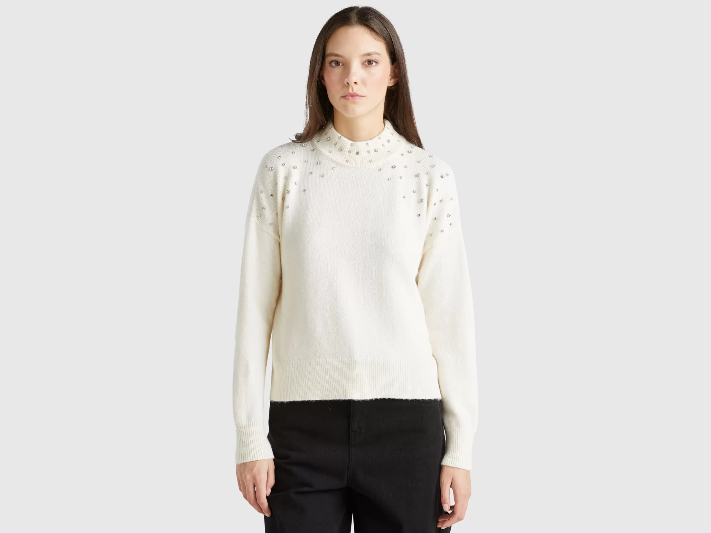 United Colors of Benetton Turtleneck sweater with rhinestones