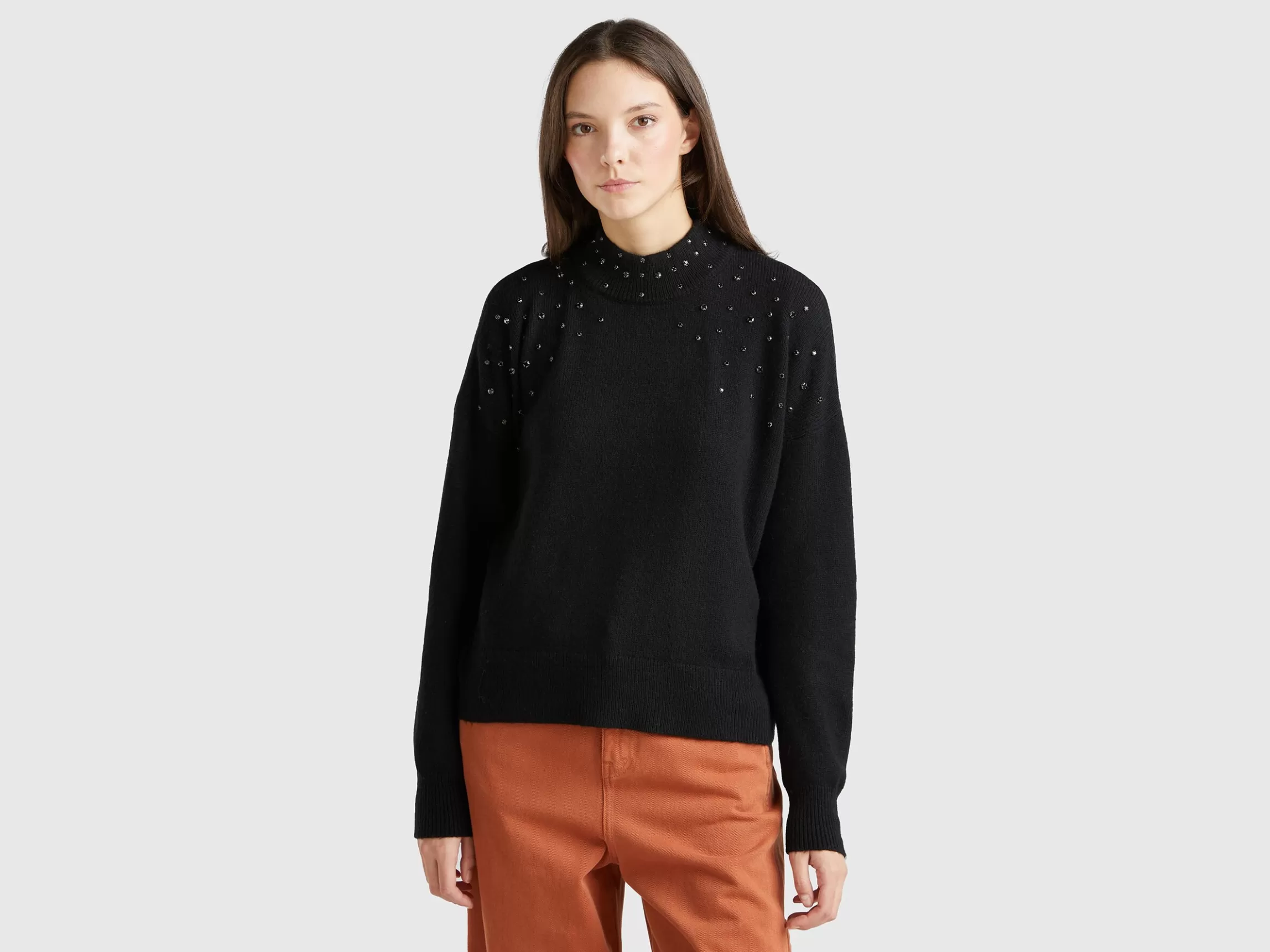 United Colors of Benetton Turtleneck sweater with rhinestones