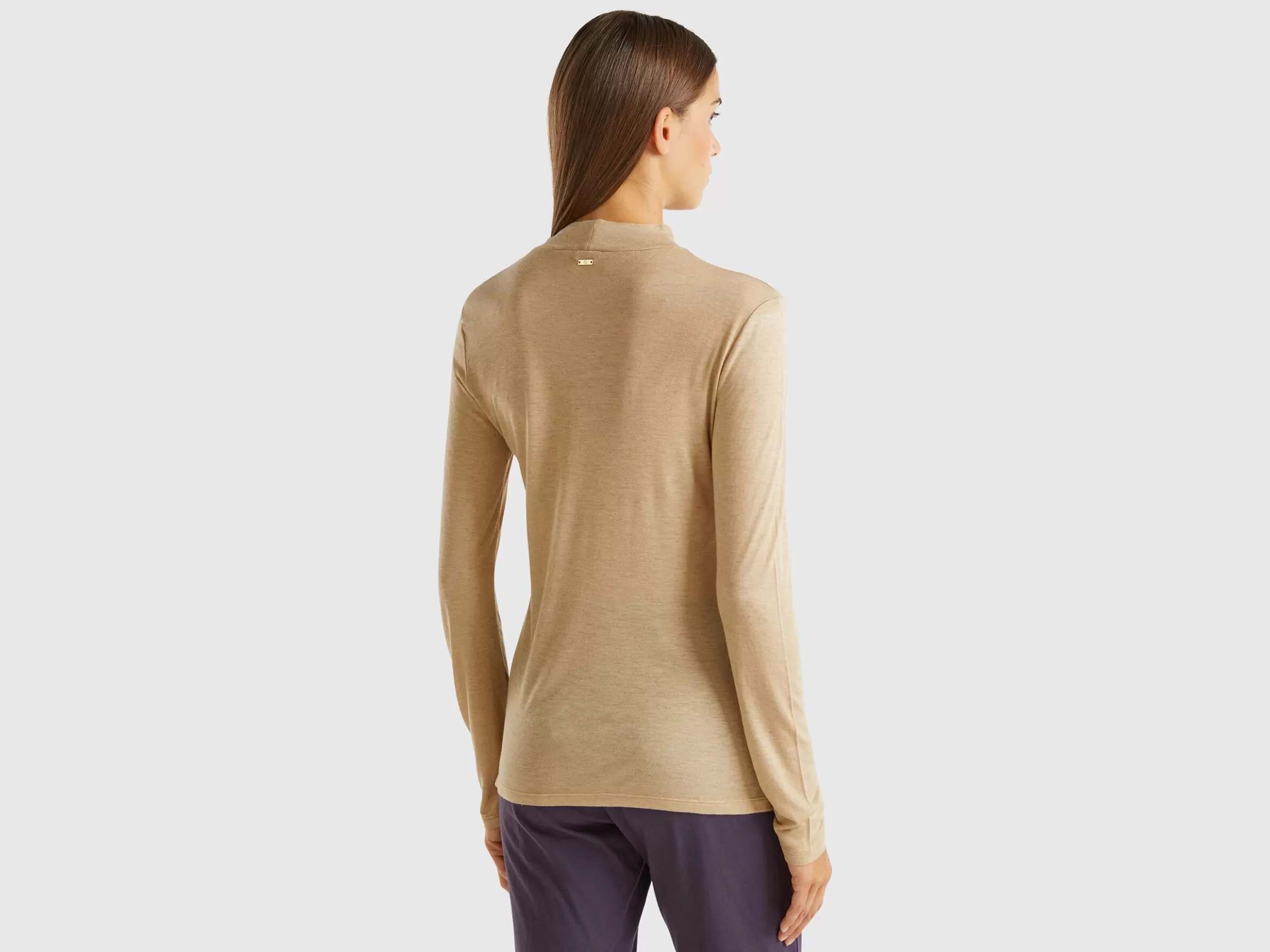 United Colors of Benetton Turtleneck t-shirt in viscose and wool blend