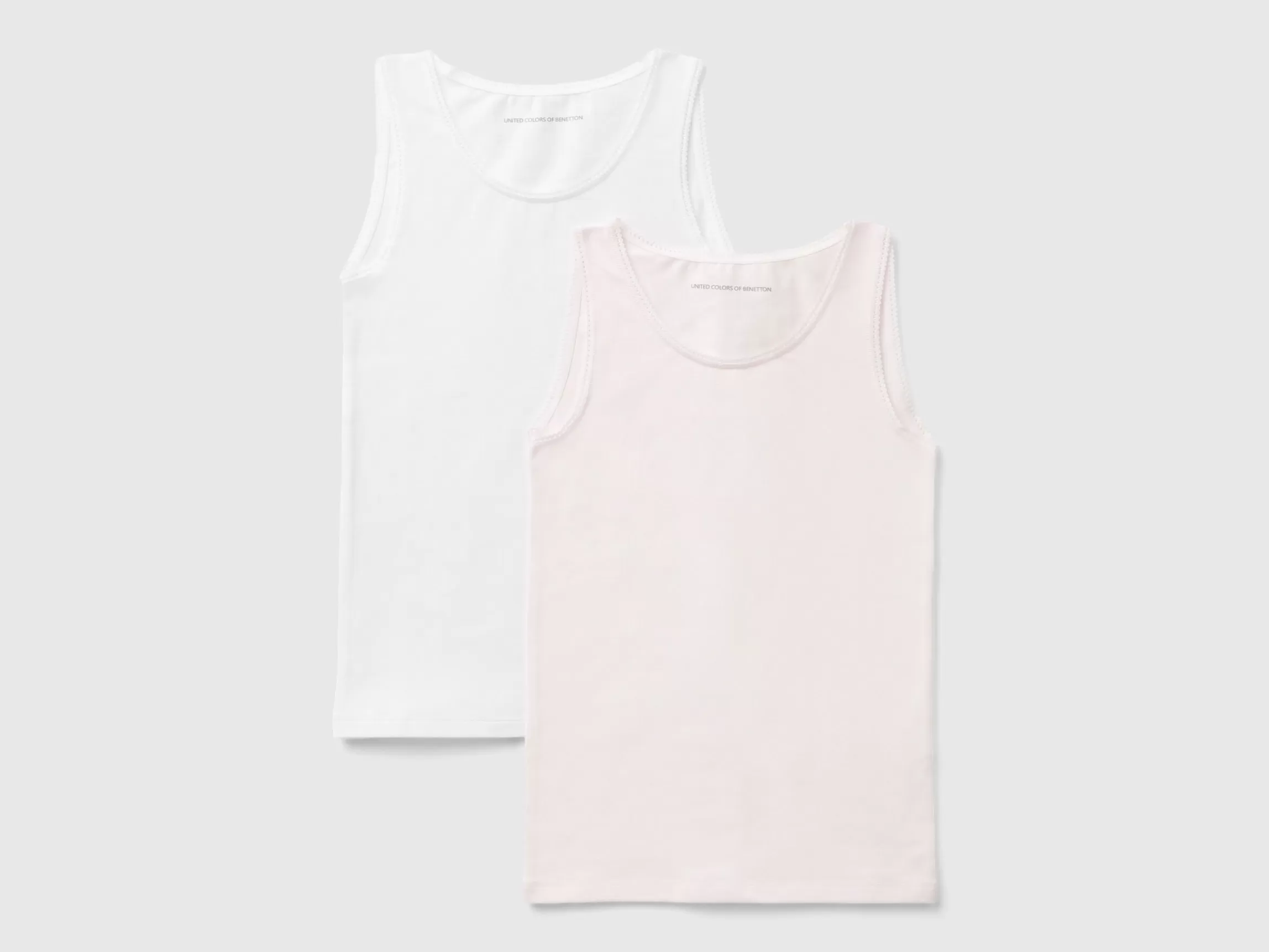 United Colors of Benetton Two tank tops in stretch cotton