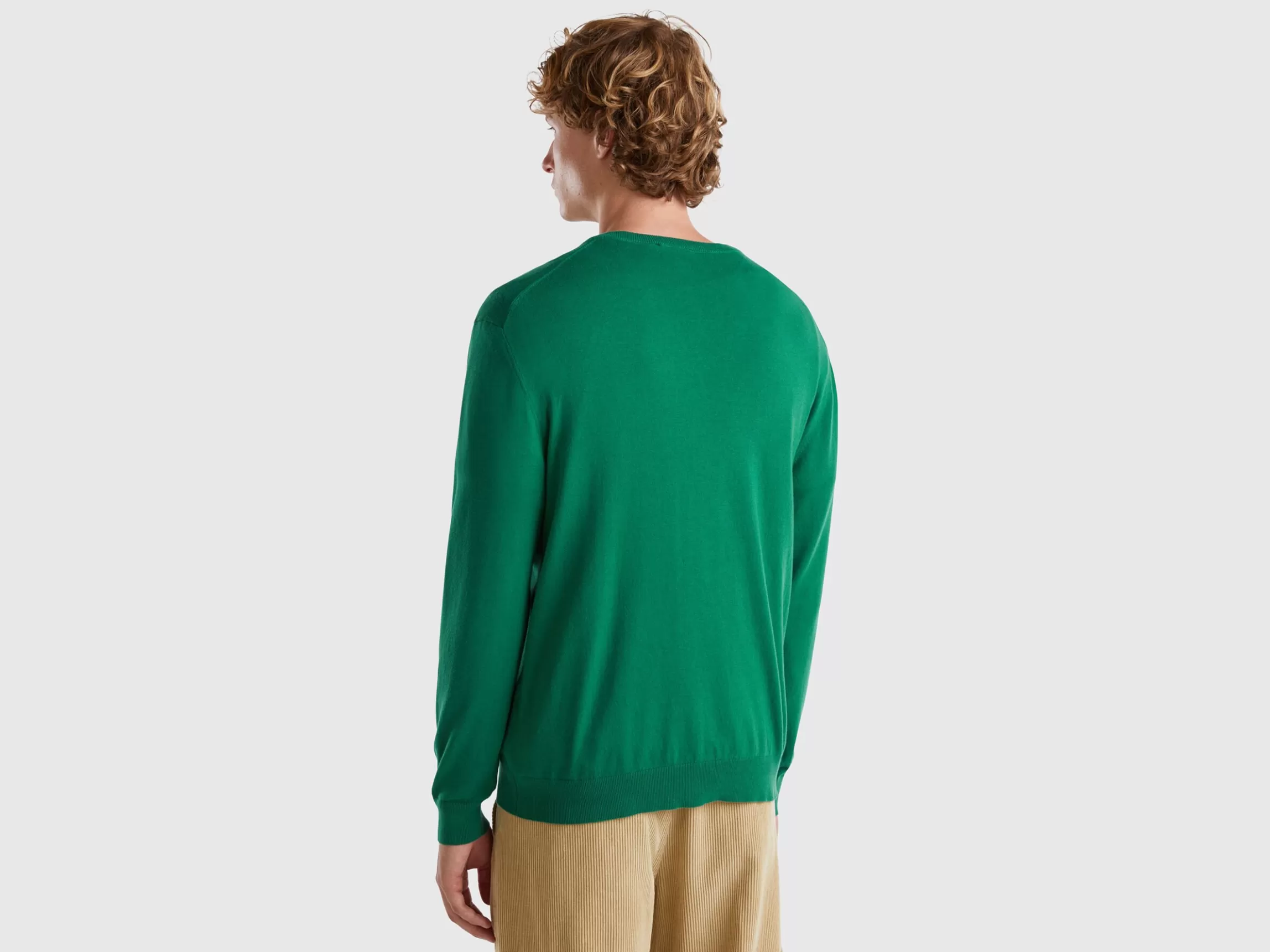 United Colors of Benetton V-neck sweater in lightweight cotton blend