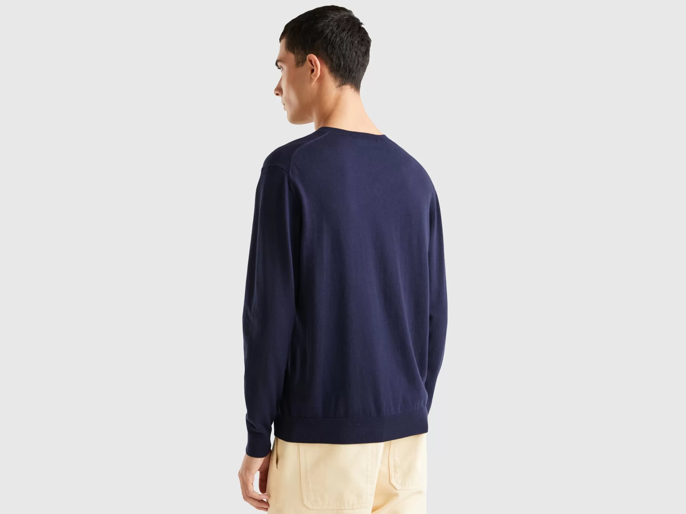 United Colors of Benetton V-neck sweater in lightweight cotton blend