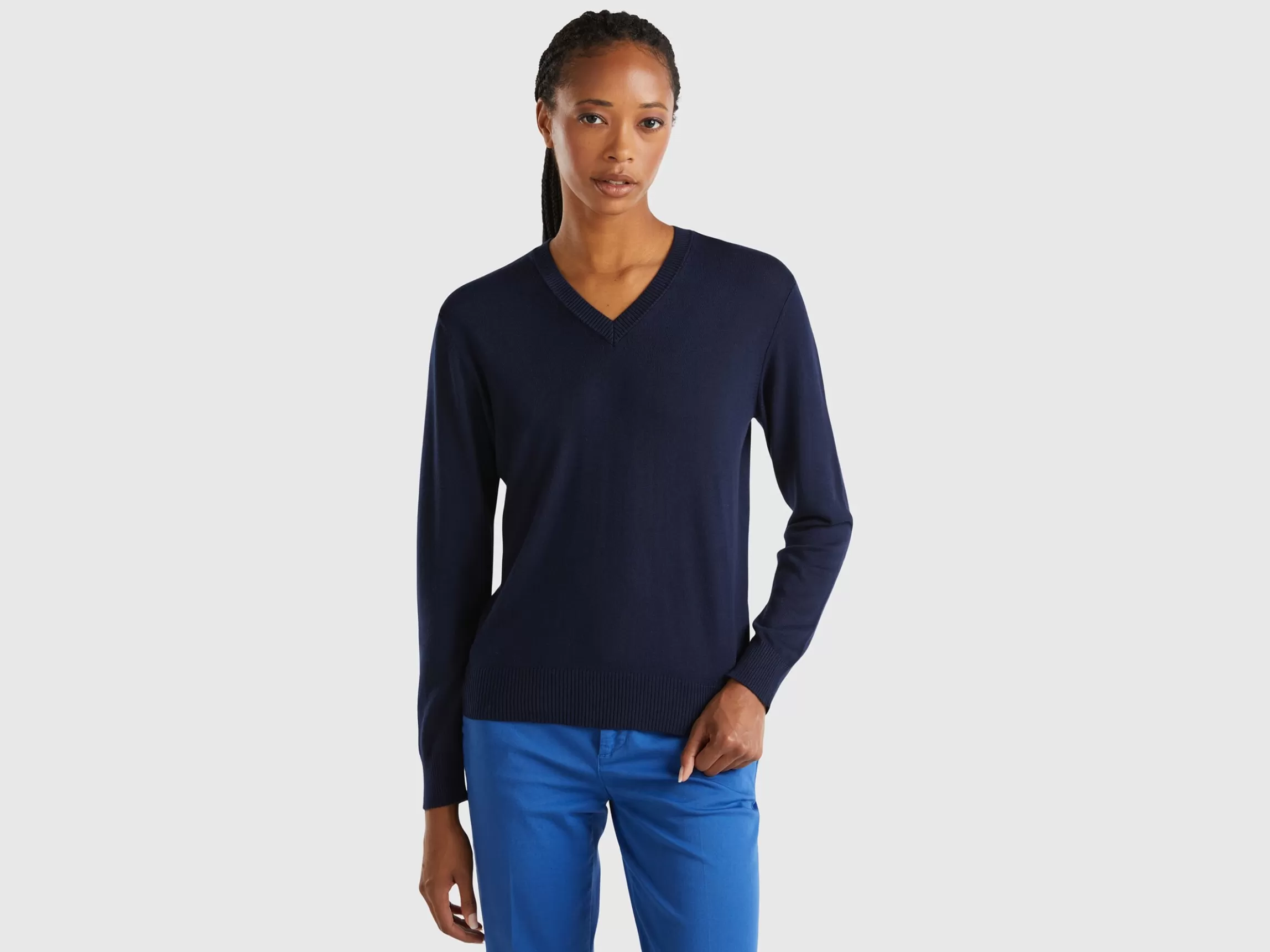 United Colors of Benetton V-neck sweater in Modal® blend