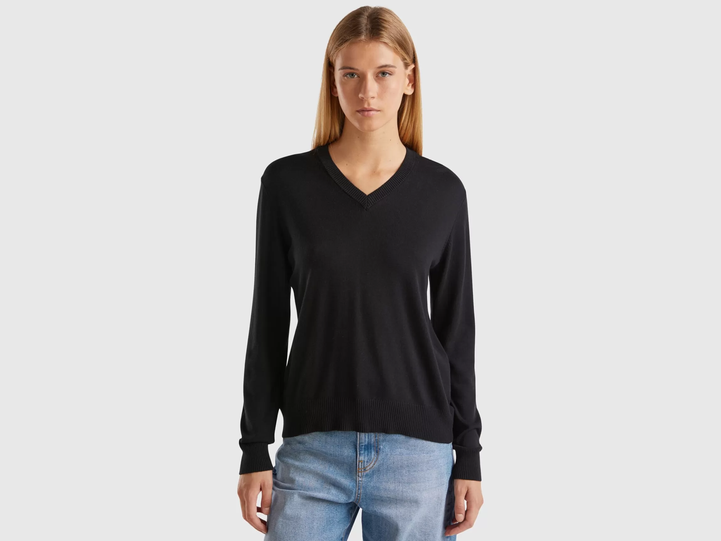 United Colors of Benetton V-neck sweater in Modal® blend