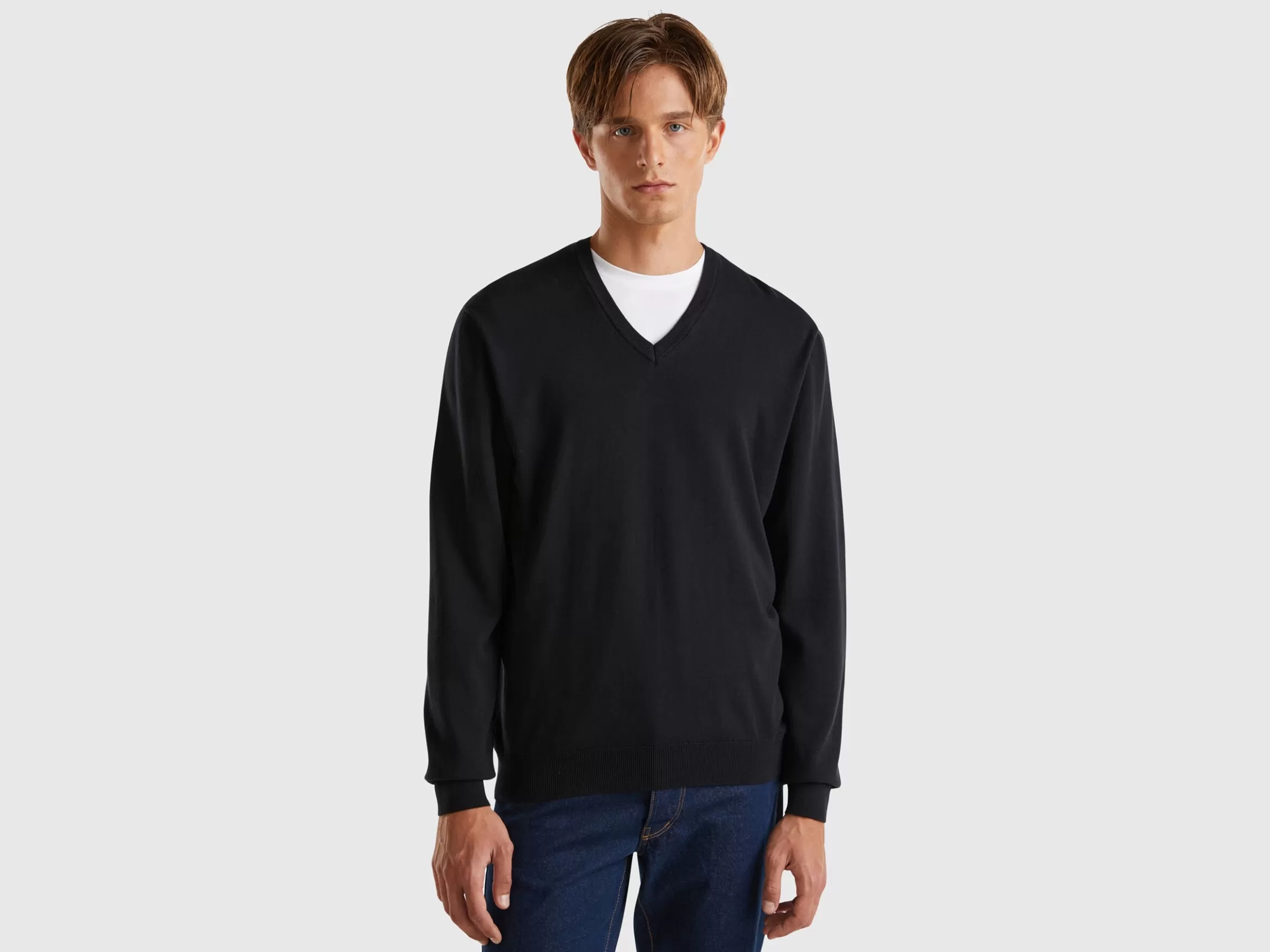 United Colors of Benetton V-neck sweater in pure cotton