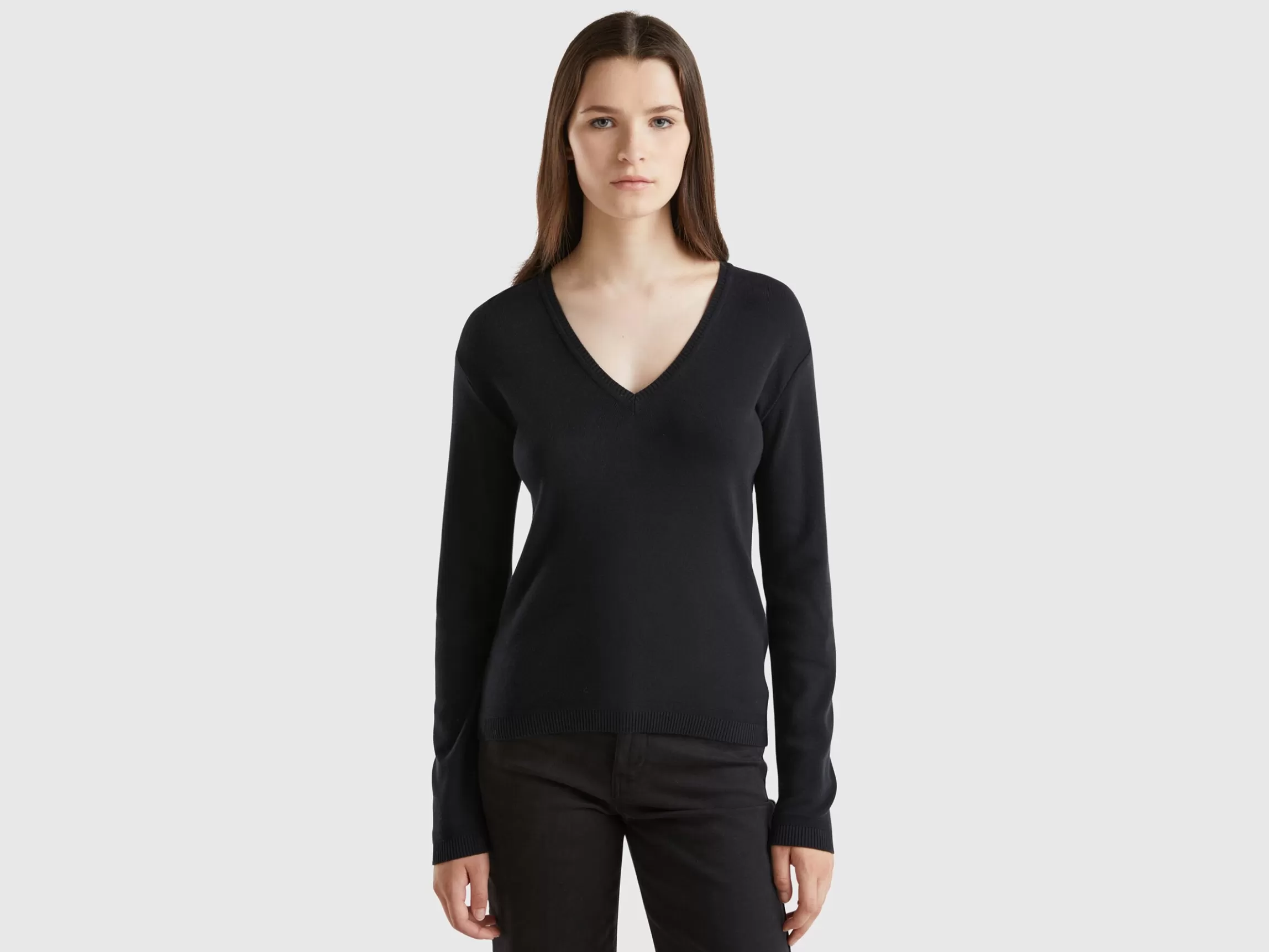 United Colors of Benetton V-neck sweater in pure cotton