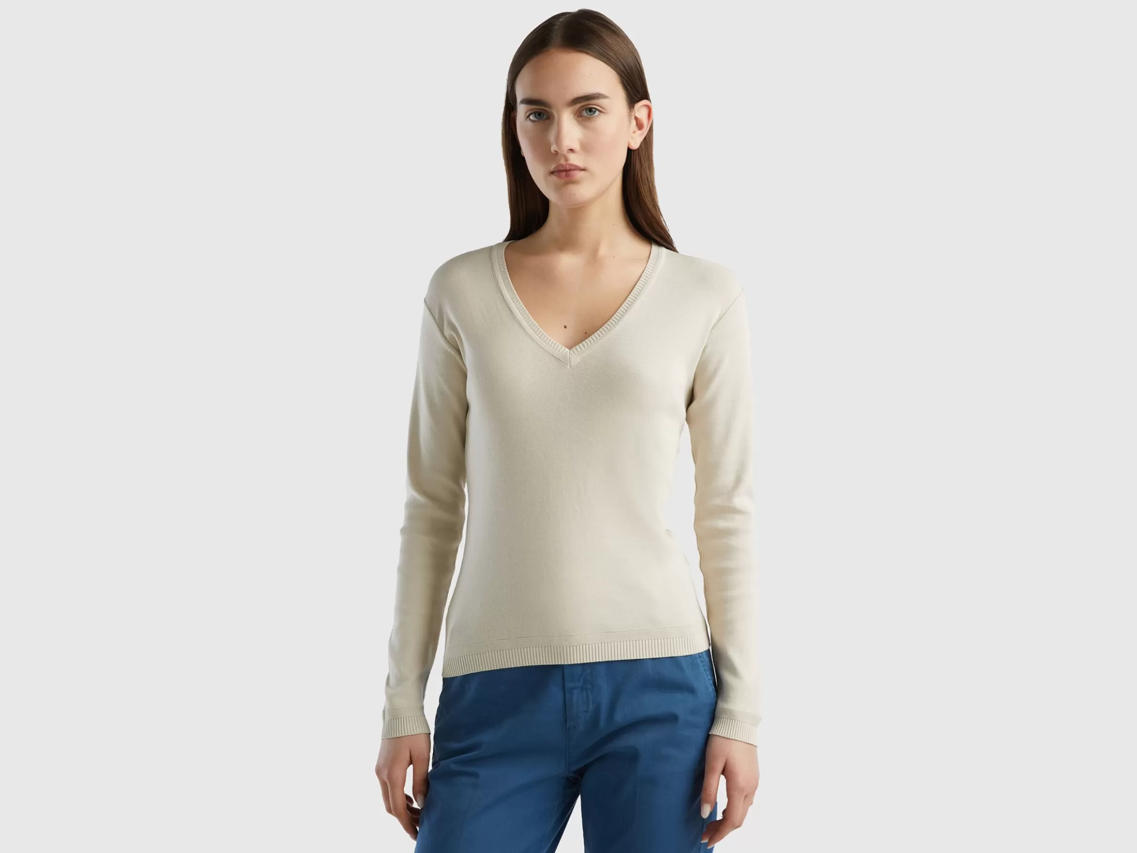 United Colors of Benetton V-neck sweater in pure cotton