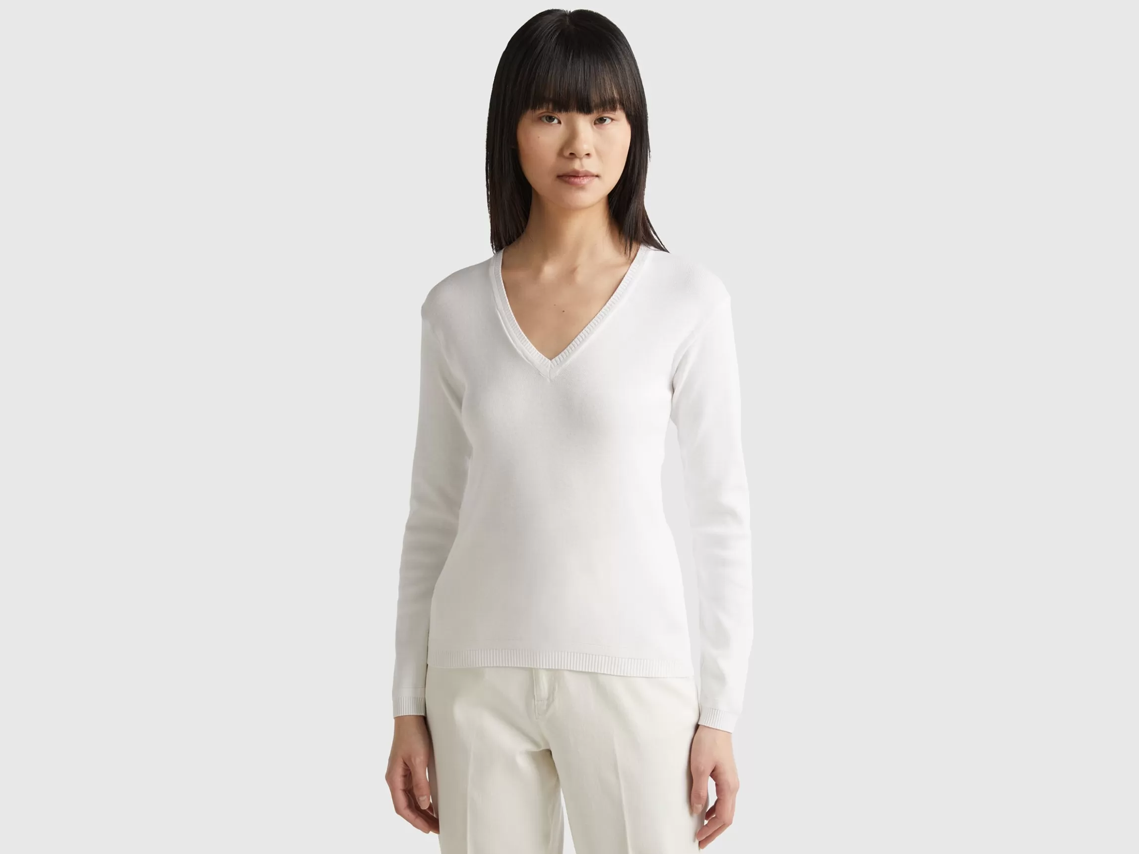 United Colors of Benetton V-neck sweater in pure cotton