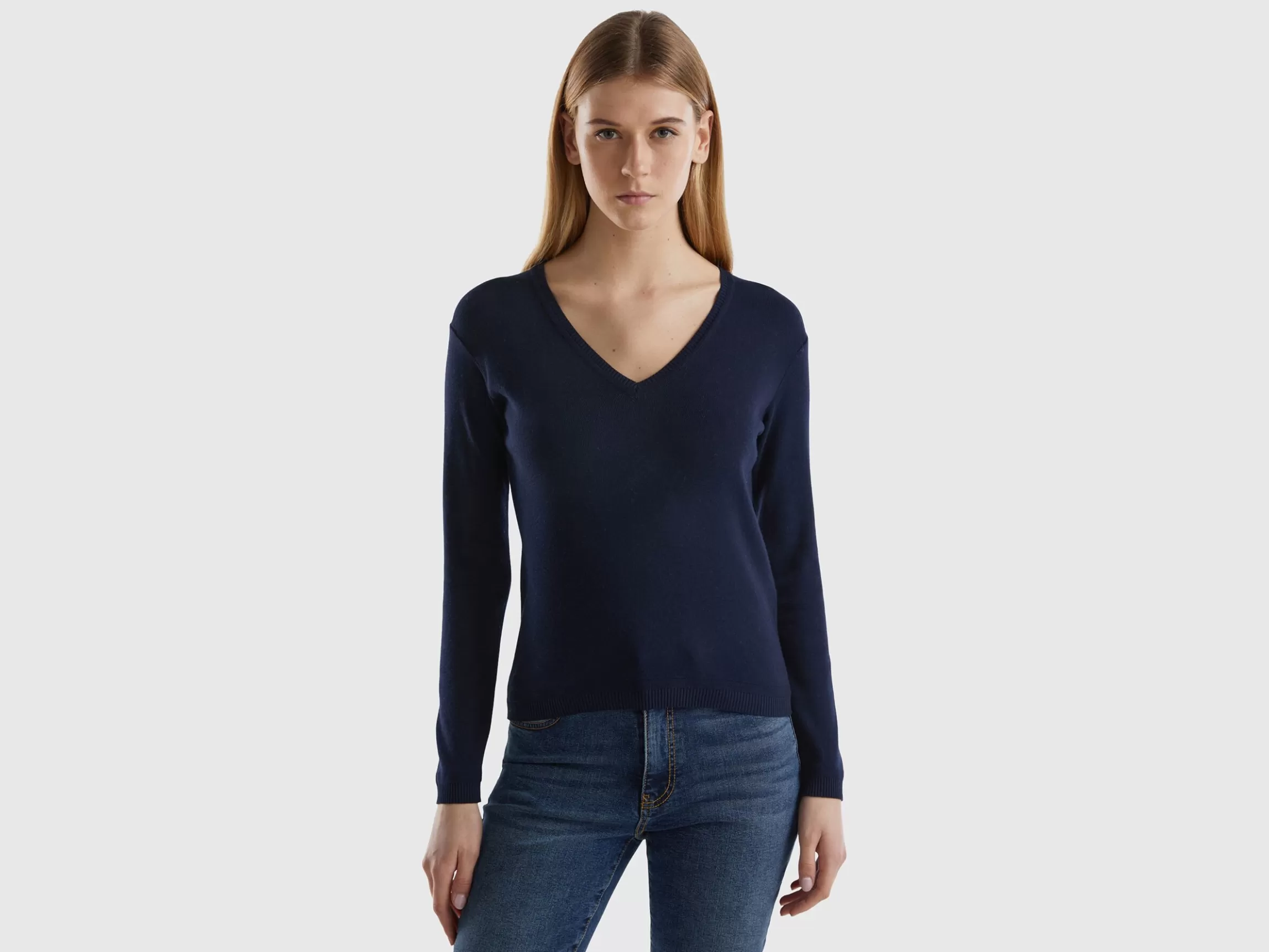 United Colors of Benetton V-neck sweater in pure cotton