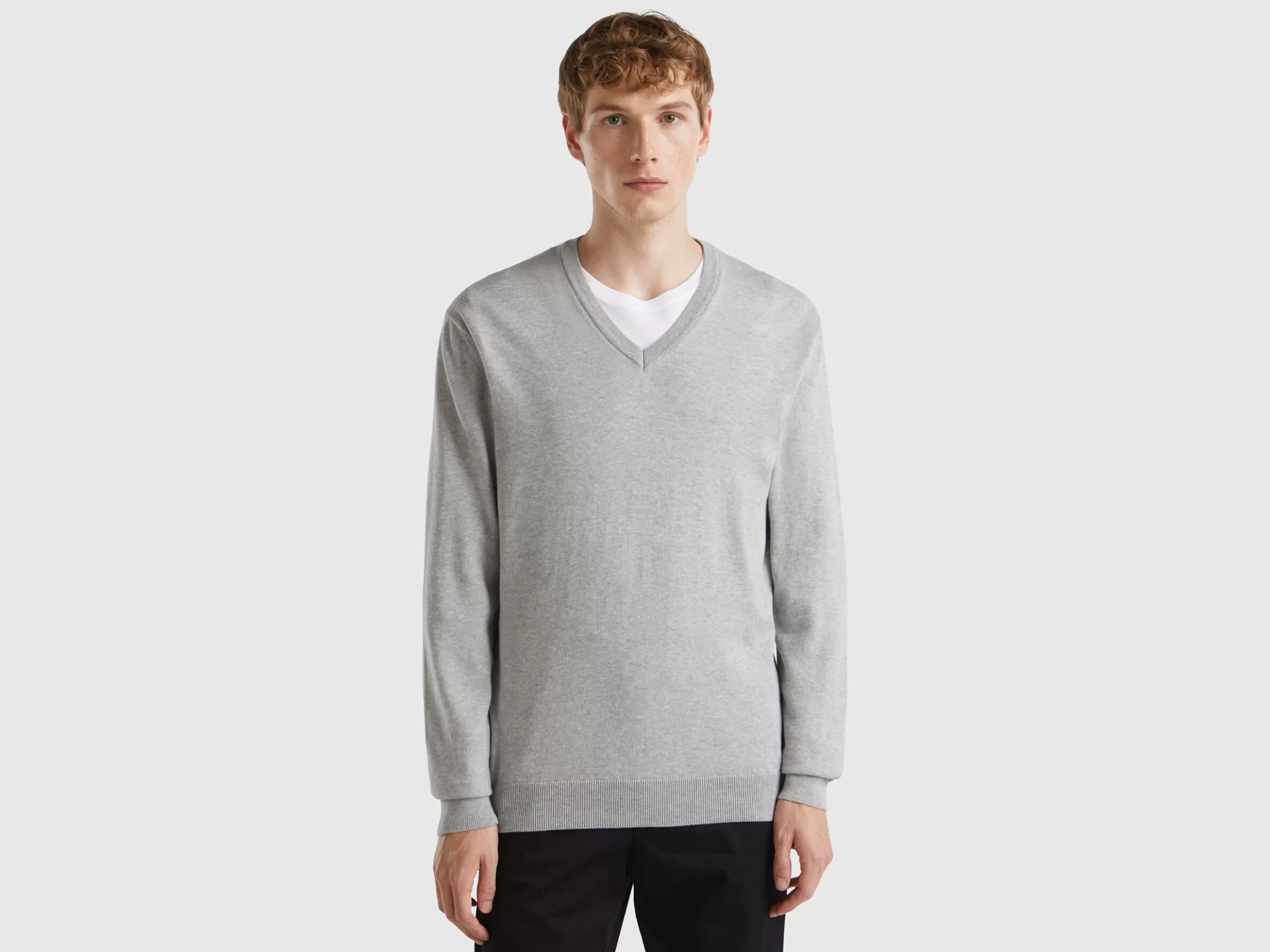 United Colors of Benetton V-neck sweater in pure cotton