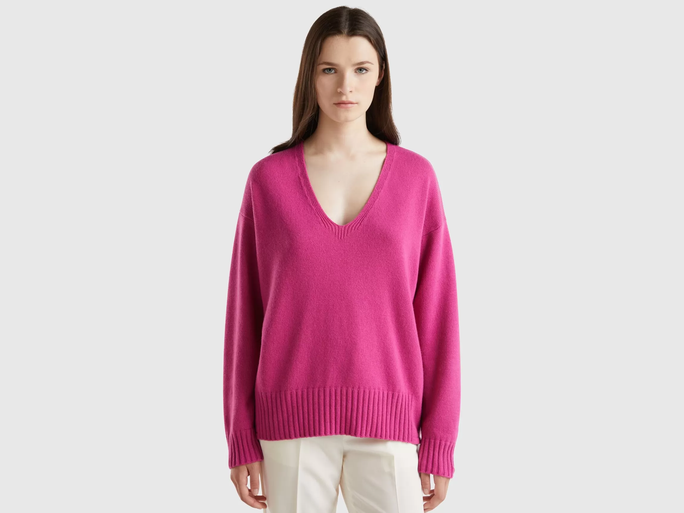 United Colors of Benetton V-neck sweater in wool blend