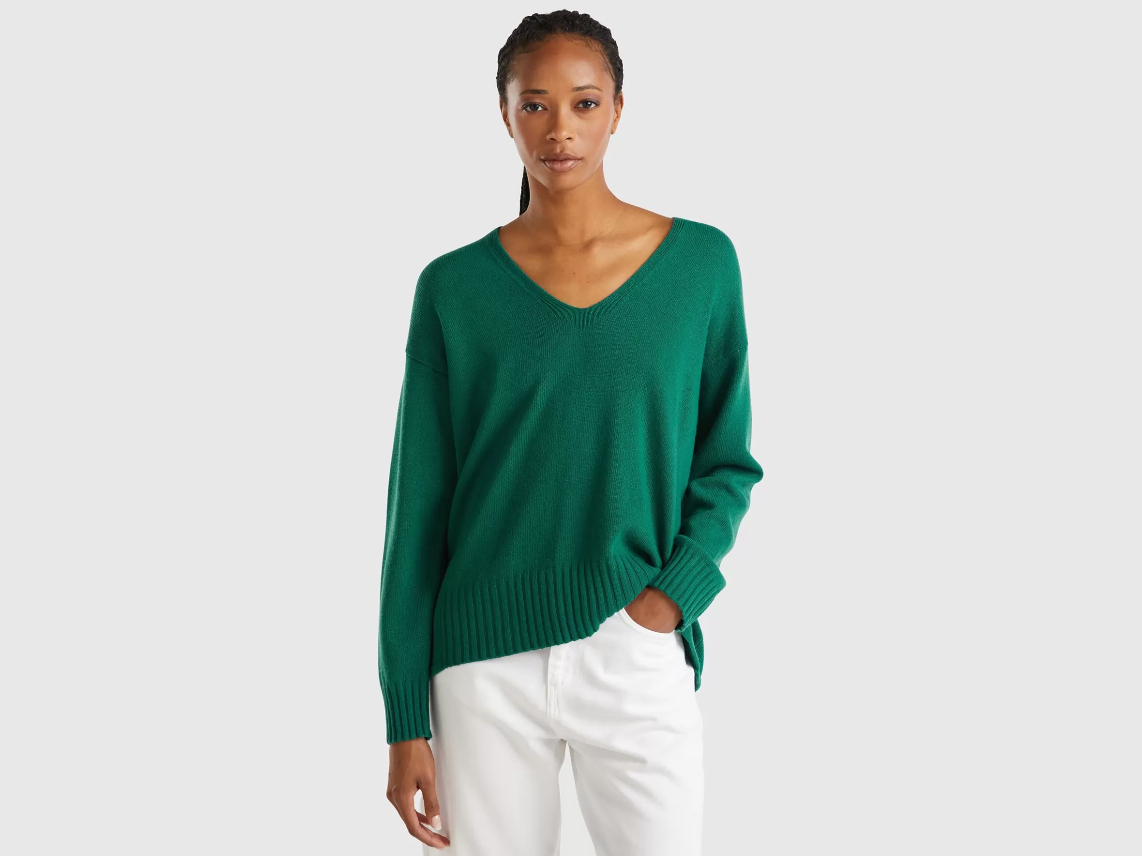 United Colors of Benetton V-neck sweater in wool blend