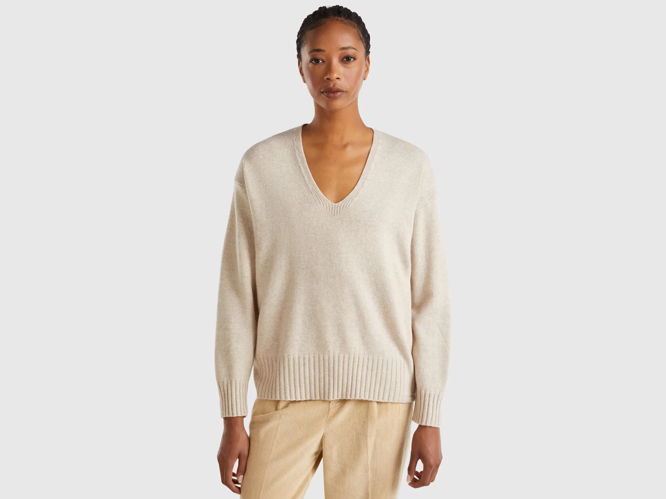 United Colors of Benetton V-neck sweater in wool blend