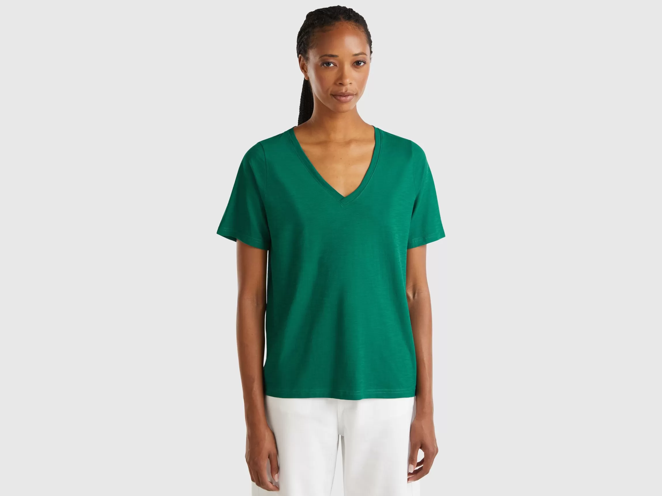 United Colors of Benetton V-neck t-shirt in slub cotton