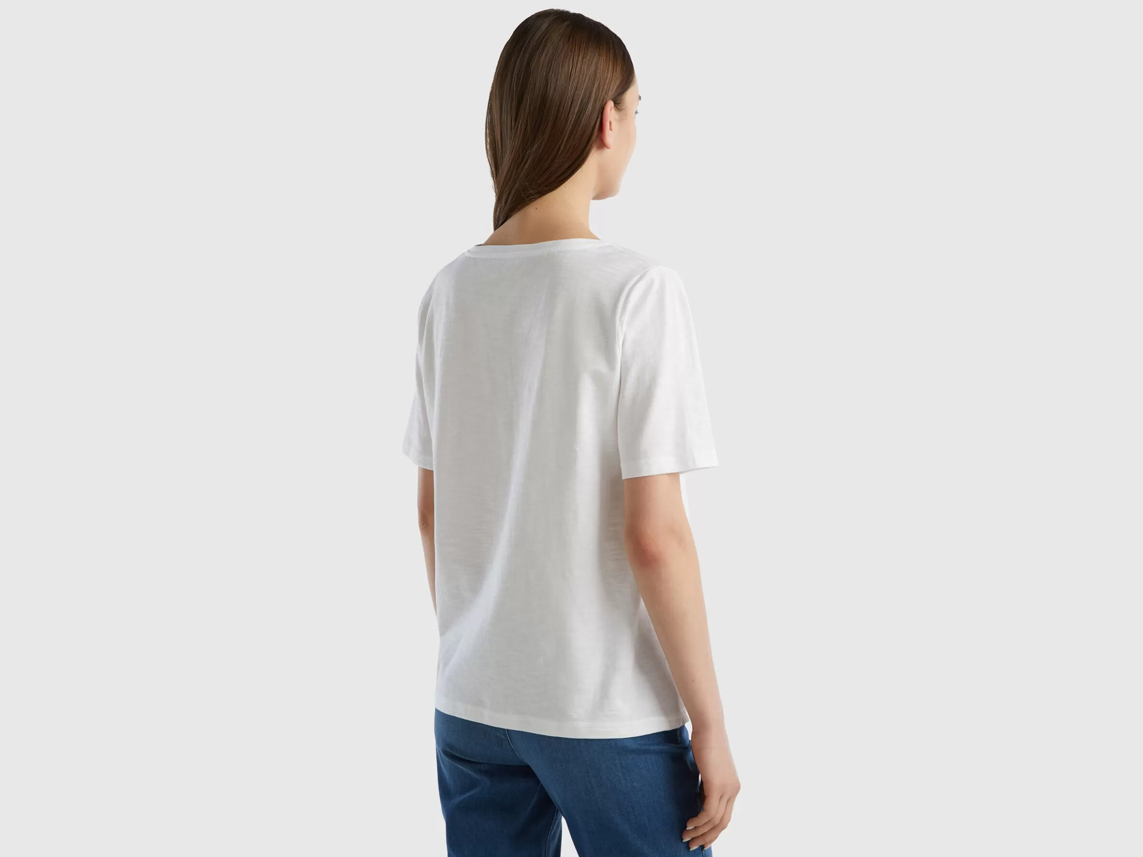 United Colors of Benetton V-neck t-shirt in slub cotton