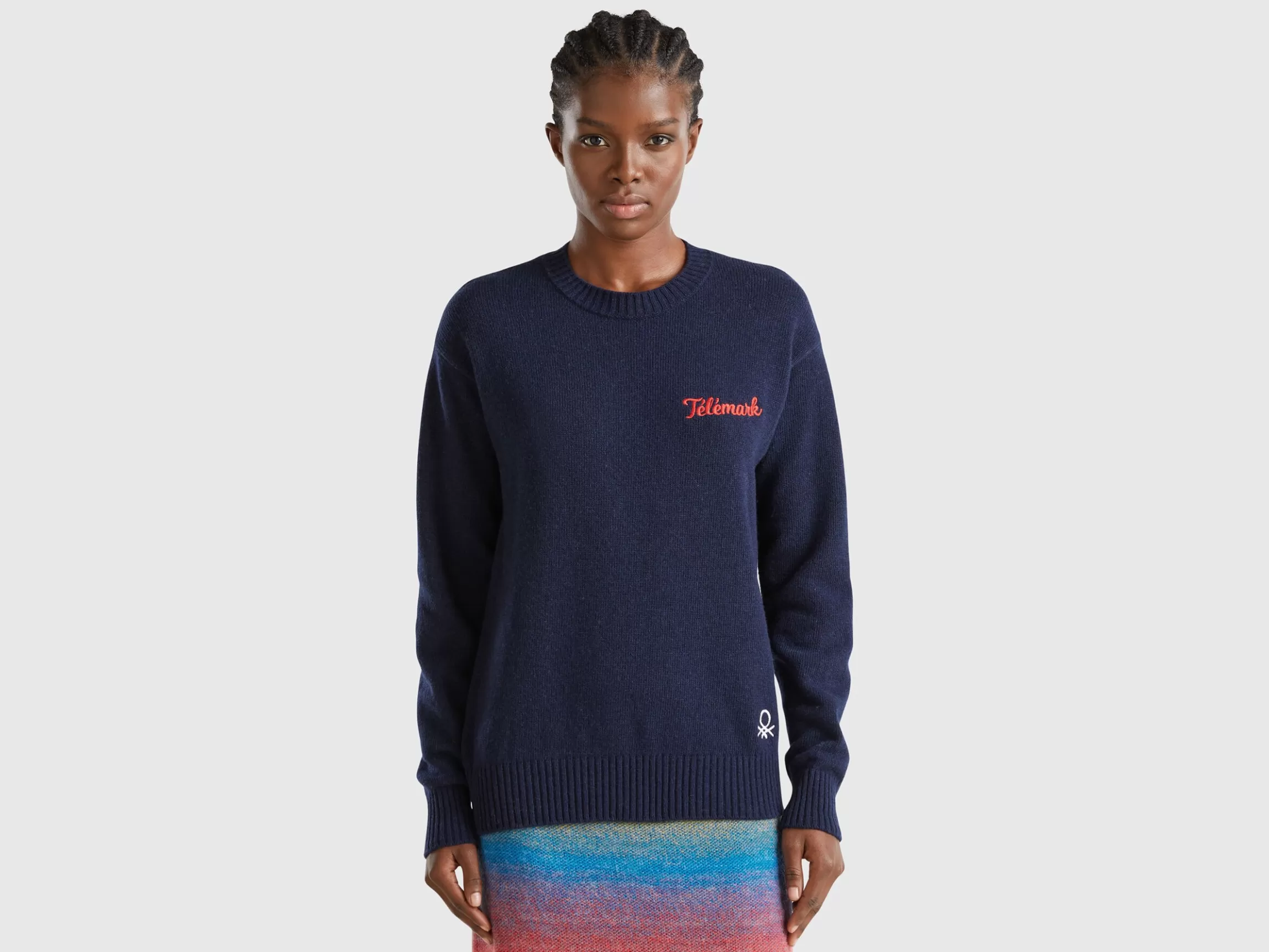 United Colors of Benetton Wool blend sweater with ski graphic