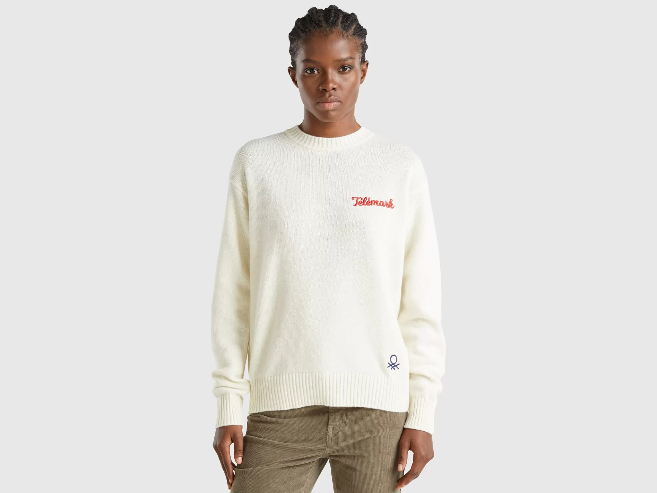 United Colors of Benetton Wool blend sweater with ski graphic