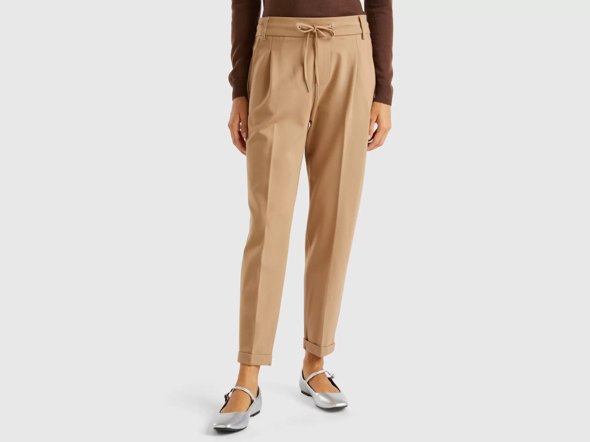 United Colors of Benetton Yarn dyed trousers with drawstring